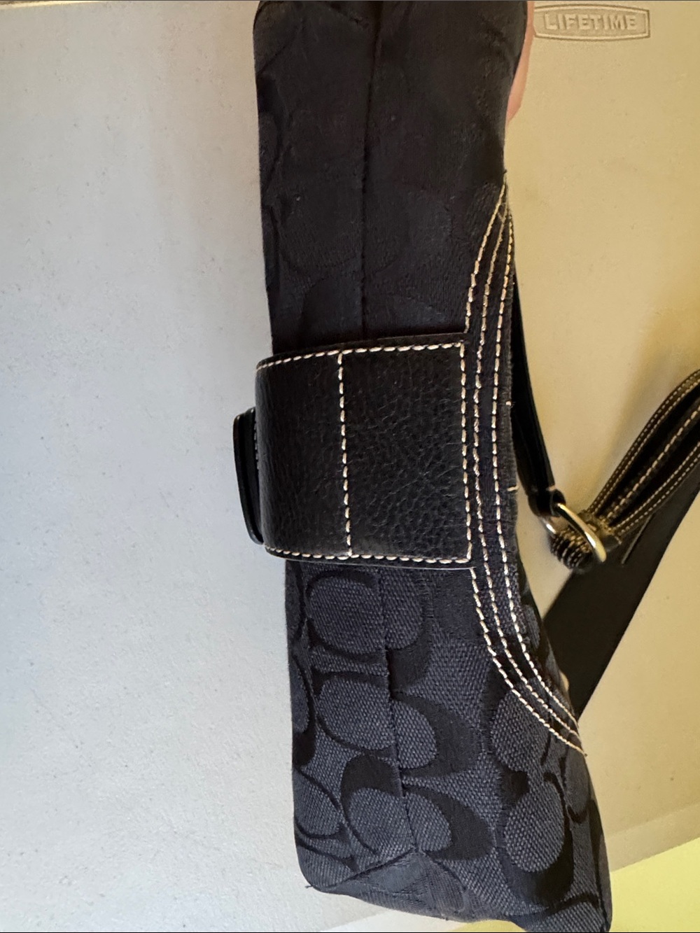 Coach Black Signature Canvas Shoulder Bag with Braided Strap Accent - Picture 6 of 6